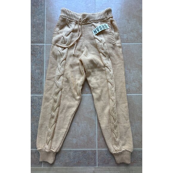 Urban  Out From  Under warm Cable Knit Joggers Yellow Women Size S‎ P - Picture 1 of 8